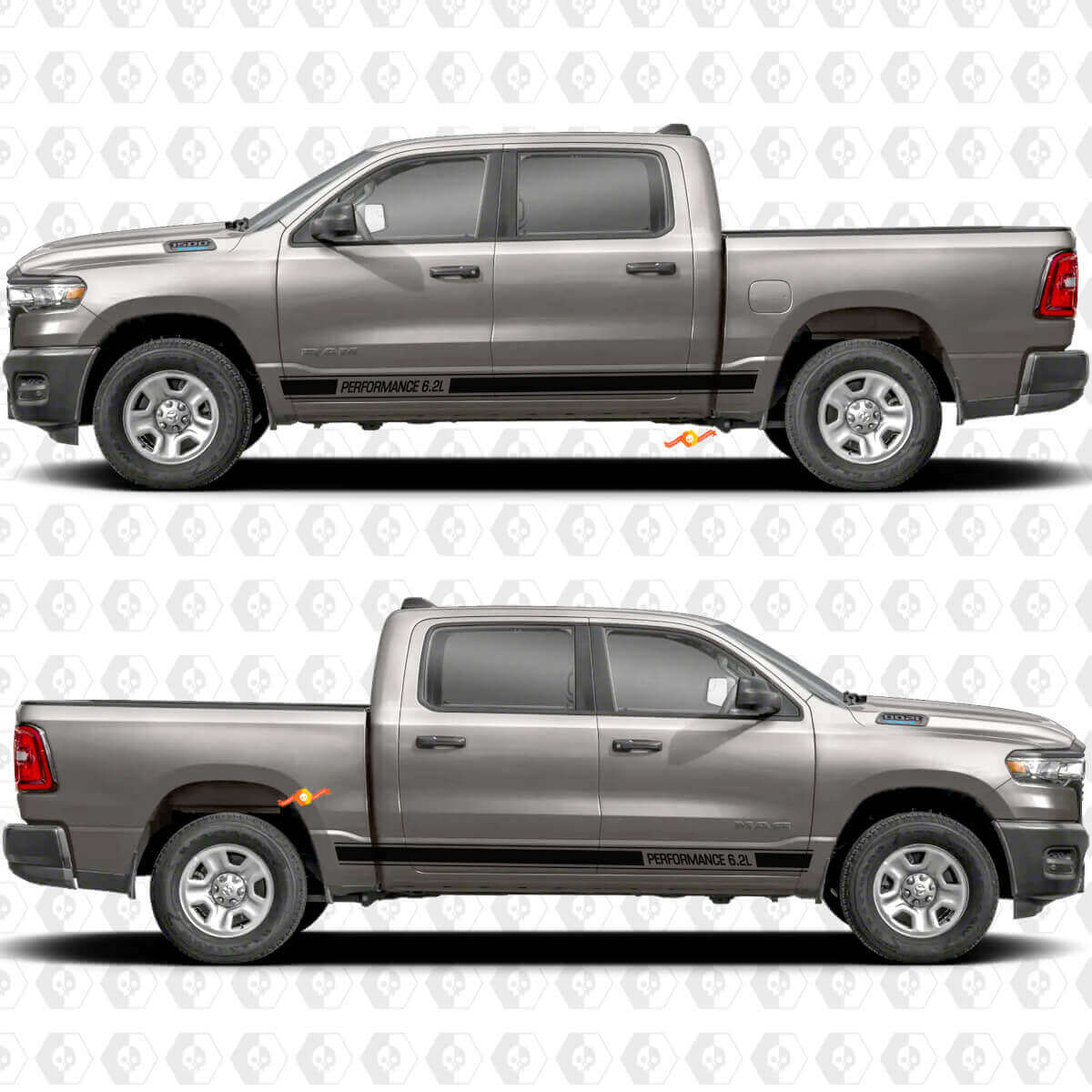 Aangepaste tekst prestatie dorpel zijdeuren strepen stickers decals graphics voor Dodge RAM 1500