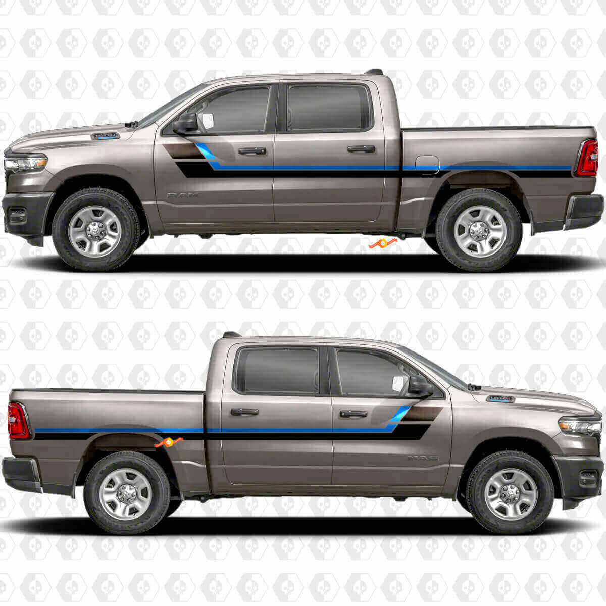 Retro Stijl Zijstrepen Vinyl Decal Kit voor Dodge Ram 1500