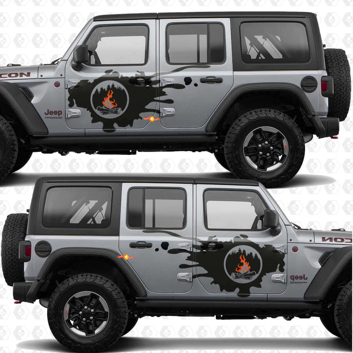 Campfire Zijdeur Vinyl Decal Kit voor Jeep Wrangler