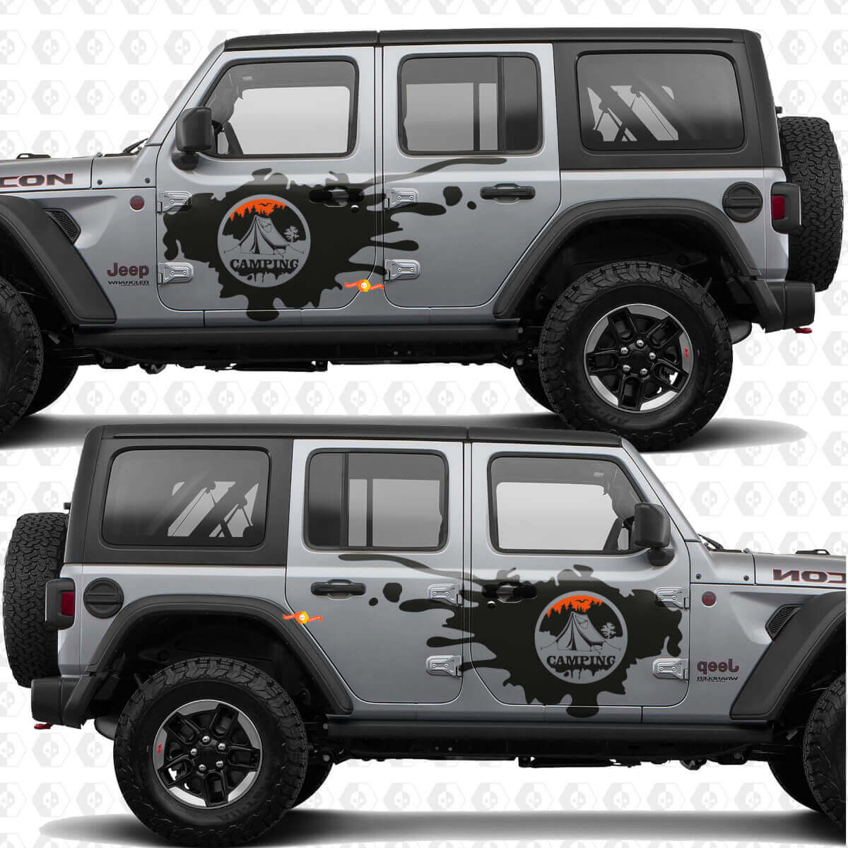 Bergen Natuur Kamperen Zijdeur Strepen Vinyl Sticker voor Jeep Wrangler