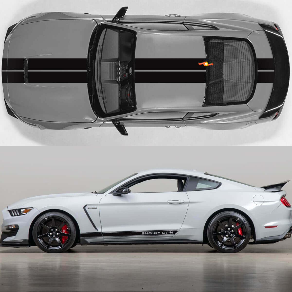 Racing motorkap en zijstrepen vinyl decal kit voor Musclecar Musclecarmodel GT-H