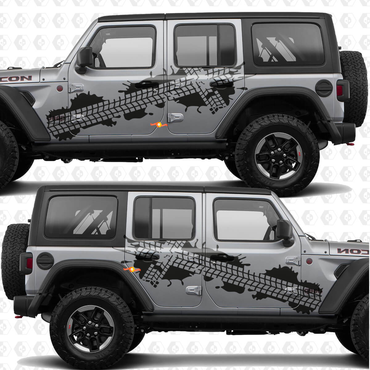 Bandensporen Zijdeuren Strepen Vinyl decal sticker passend voor Jeep Wrangler