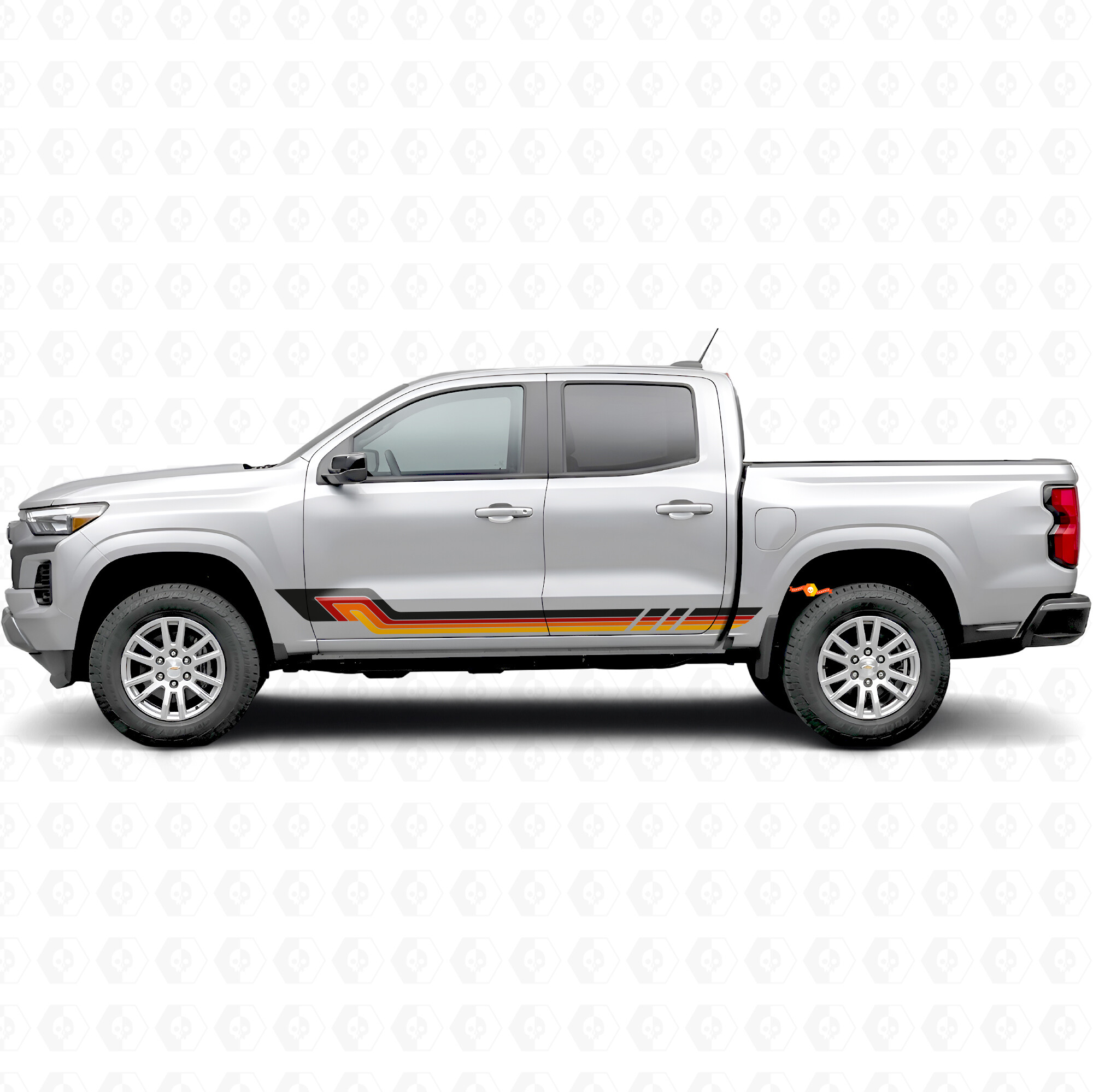 Retro Parallel Deur- & Side Skirt Vinyl Strepen voor Chevrolet Colorado 3e Gen 2023-2026