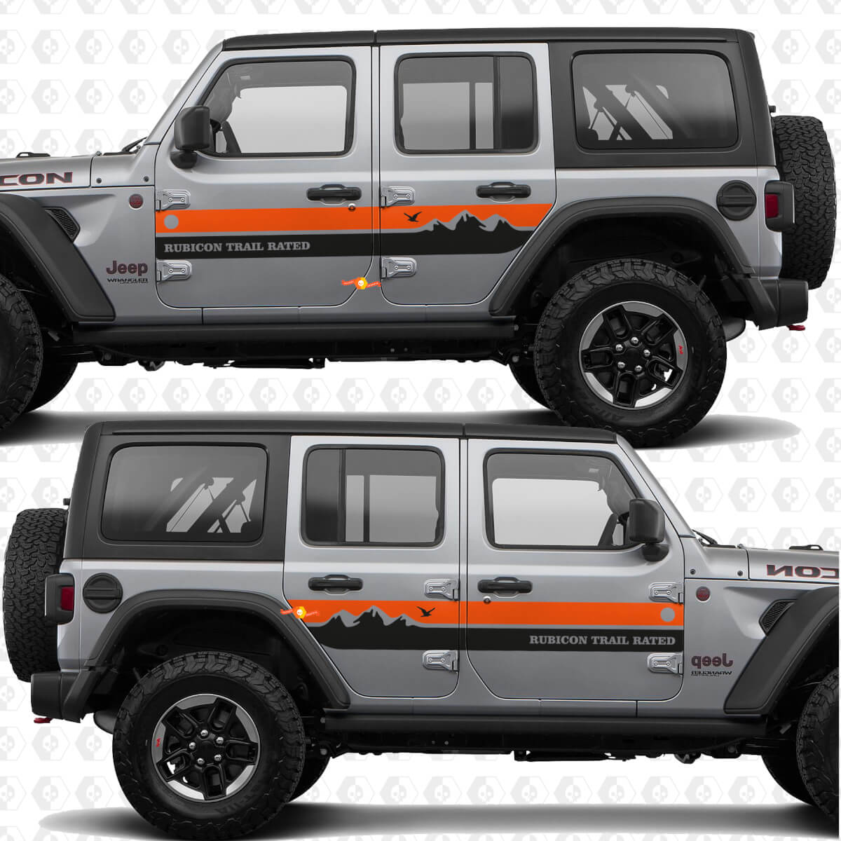 Aangepaste tekst bergen strepen zijdeuren vinyl decal sticker passend voor Jeep Wrangler