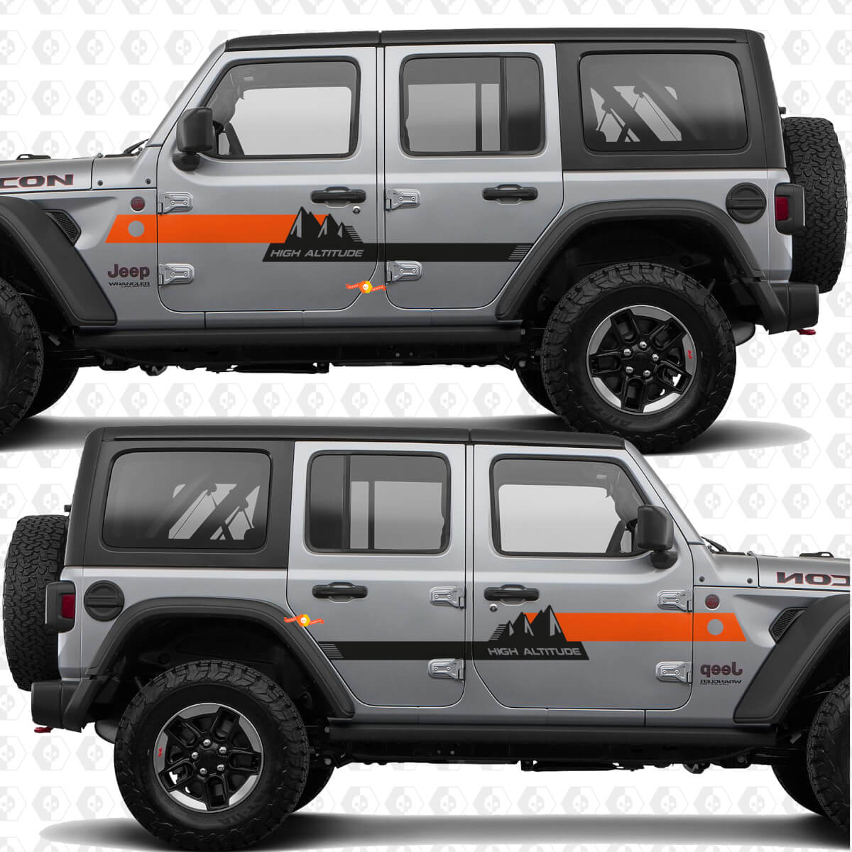 Aangepaste tekst Bergen Hooggelegen Strepen Zijdeuren Vinyl decal sticker passend voor Jeep Wrangler
