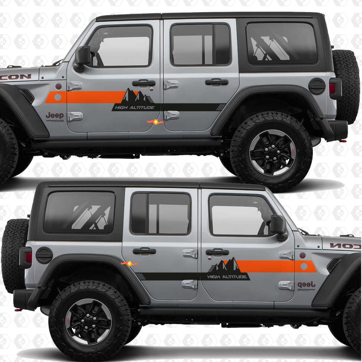 Aangepaste tekst Bergen Hooggelegen Strepen Zijdeuren Vinyl decal sticker passend voor Jeep Wrangler