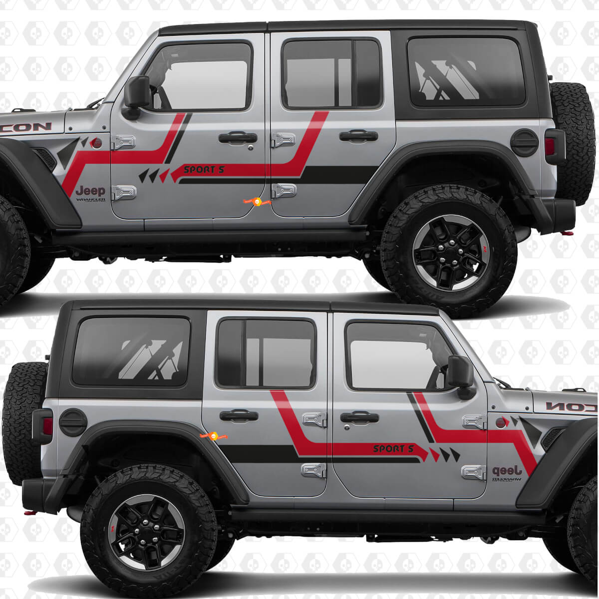 Aangepaste Tekst Strepen Zijdeuren Vinyl decal sticker passend voor Jeep Wrangler