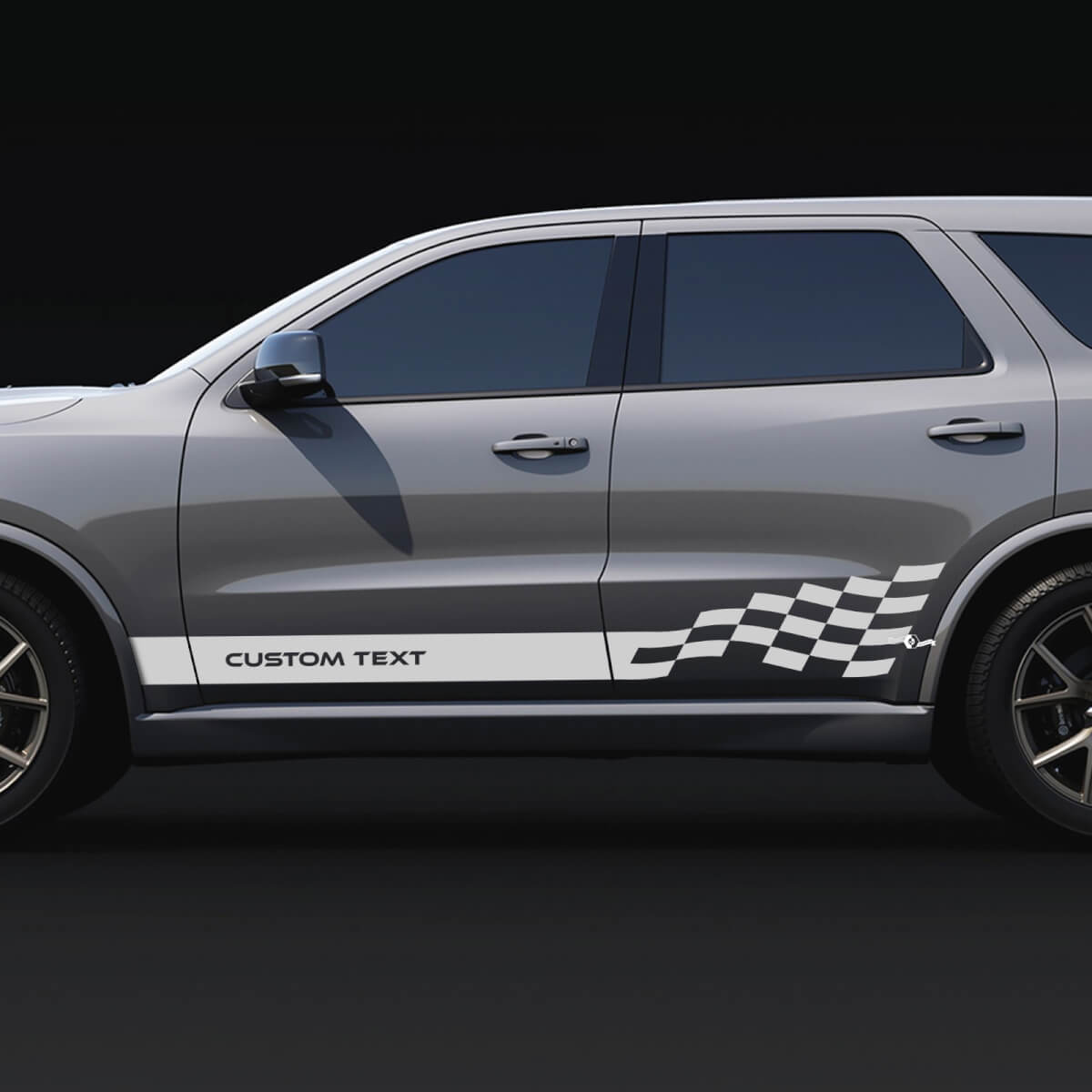 Zelfklevende vinylstickers met aangepaste tekst en geruite strepen voor Dodge Durango