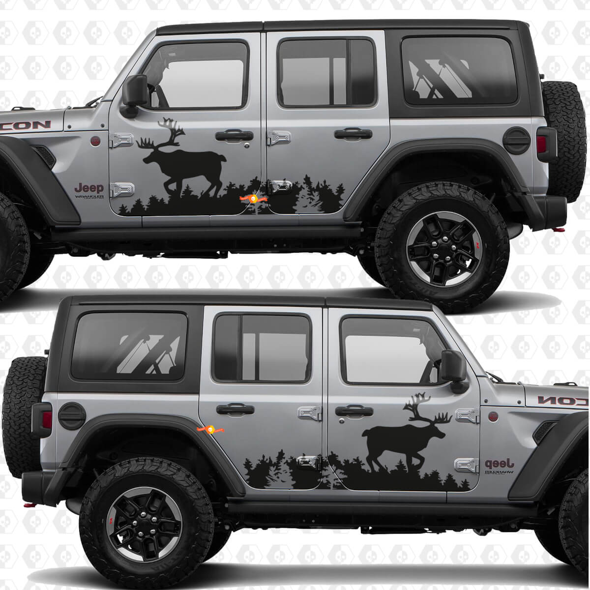 Deer Splash Zijdeuren Vinyl decal sticker passend voor Jeep Wrangler