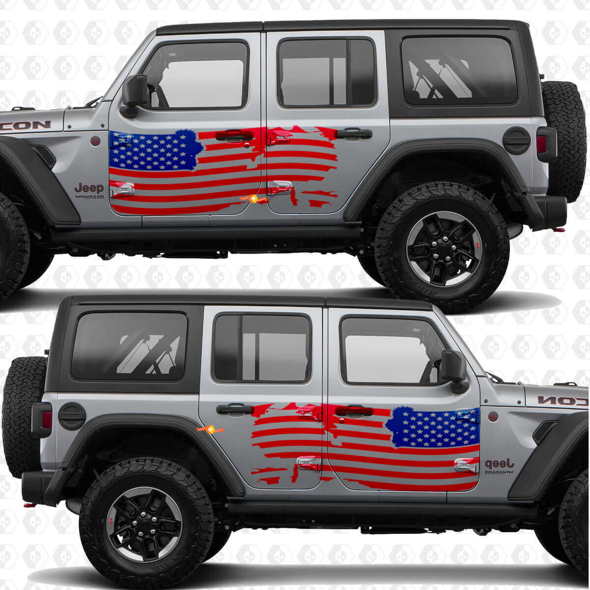 USA VS Patriottische vlag zijportieren vinyl decal sticker passend voor Jeep Wrangler
