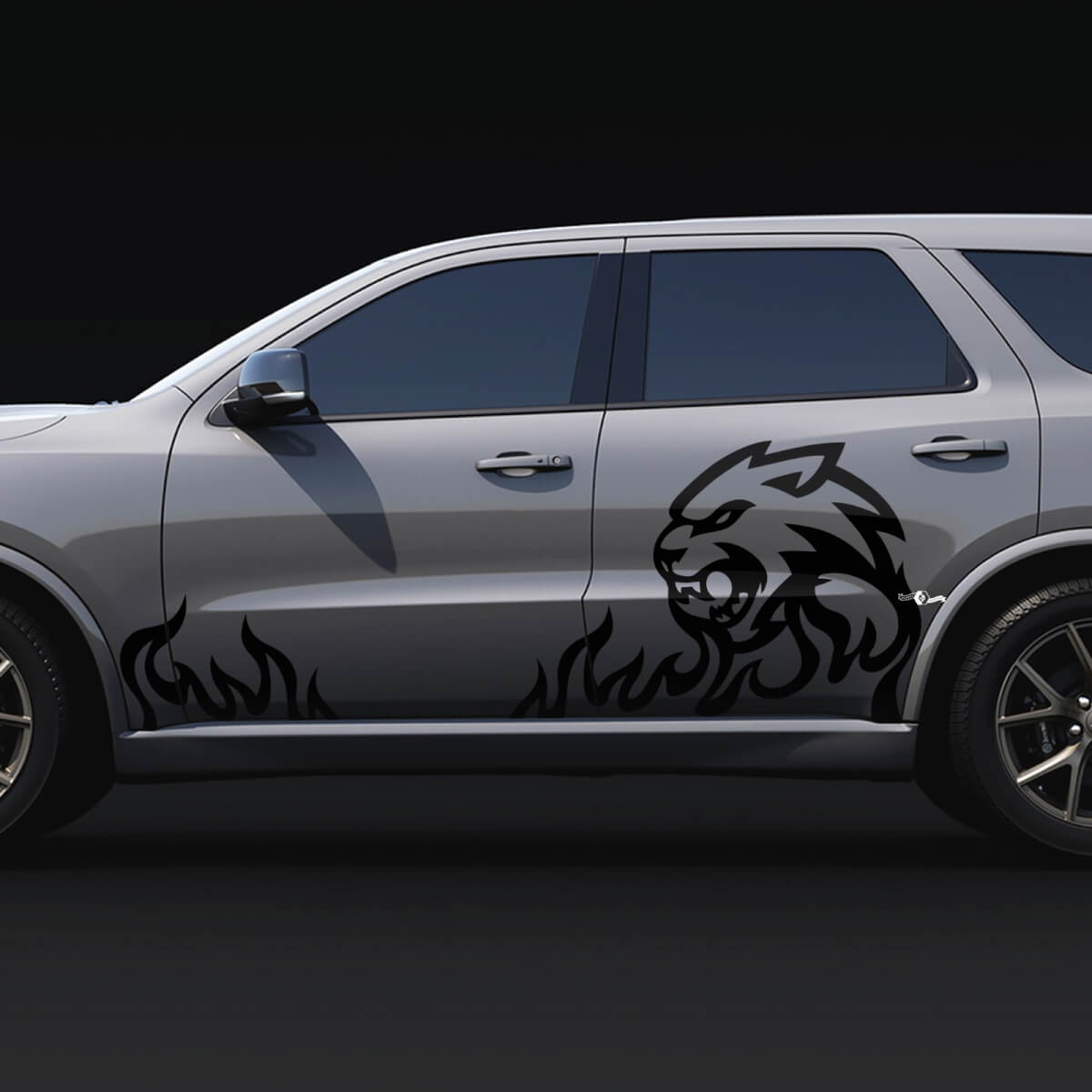 Wildcat Flame zijdeurstickers van vinyl voor Dodge Durango