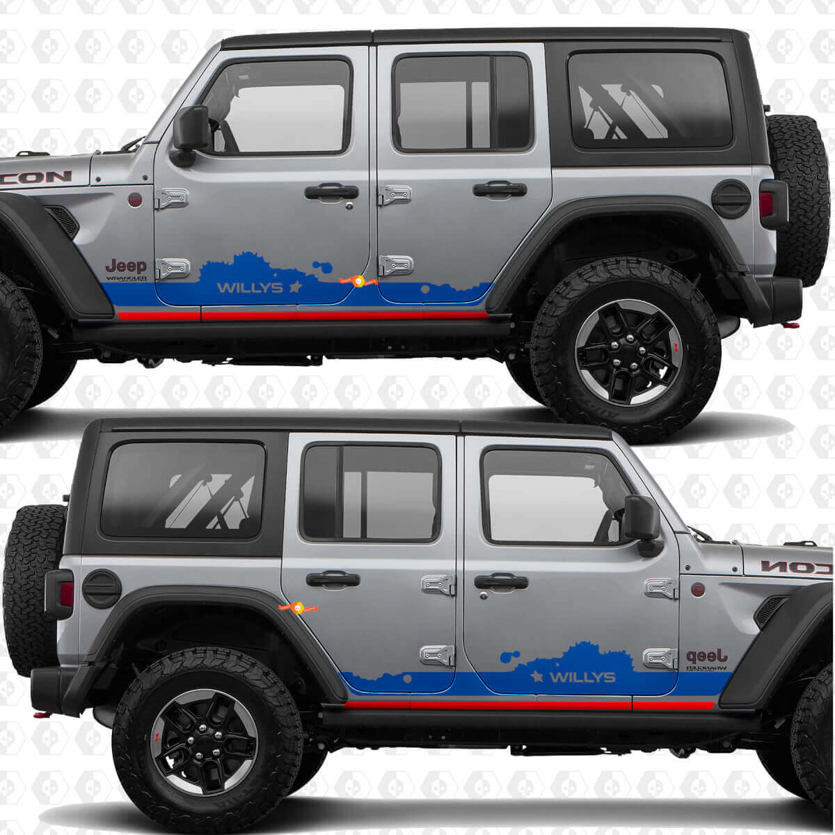Aangepaste Tekst Zijdeuren Vinyl sticker passend voor Jeep Wrangler Jeep Wrangler Willys