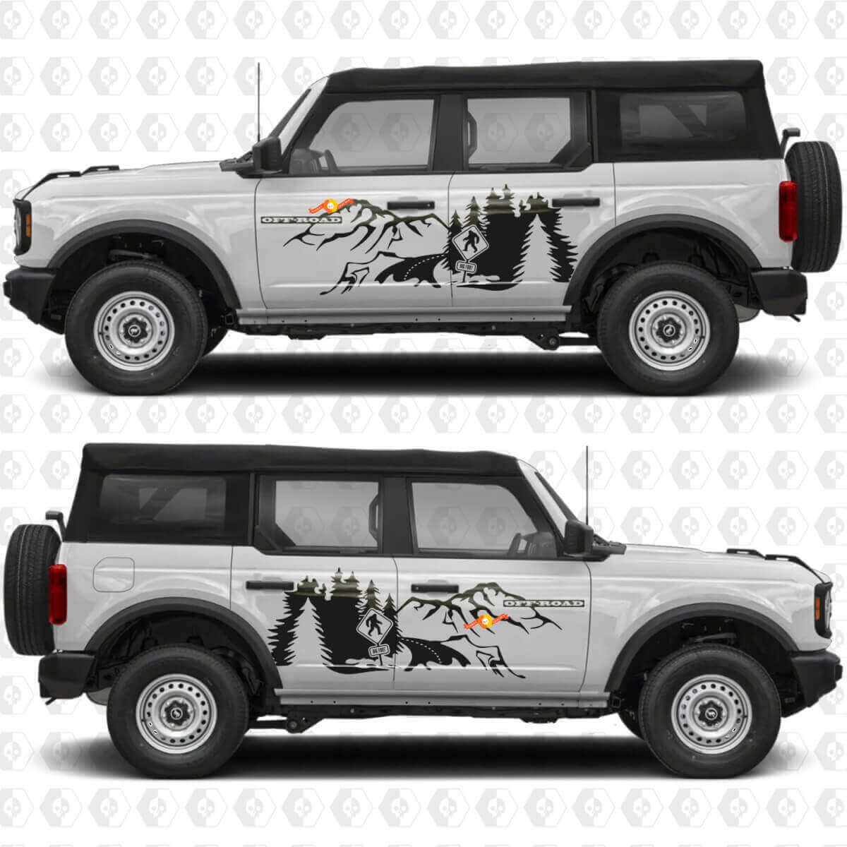 Bigfoot Off Road Bergbos Zijdeuren Race Strepen Stickers voor Musclecar horse