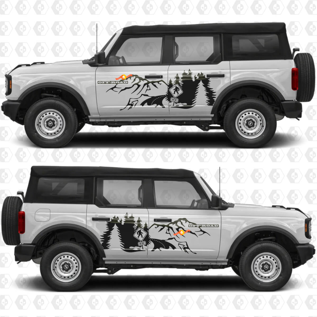 Bigfoot Off Road Bergbos Zijdeuren Race Strepen Stickers voor Ford Bronco