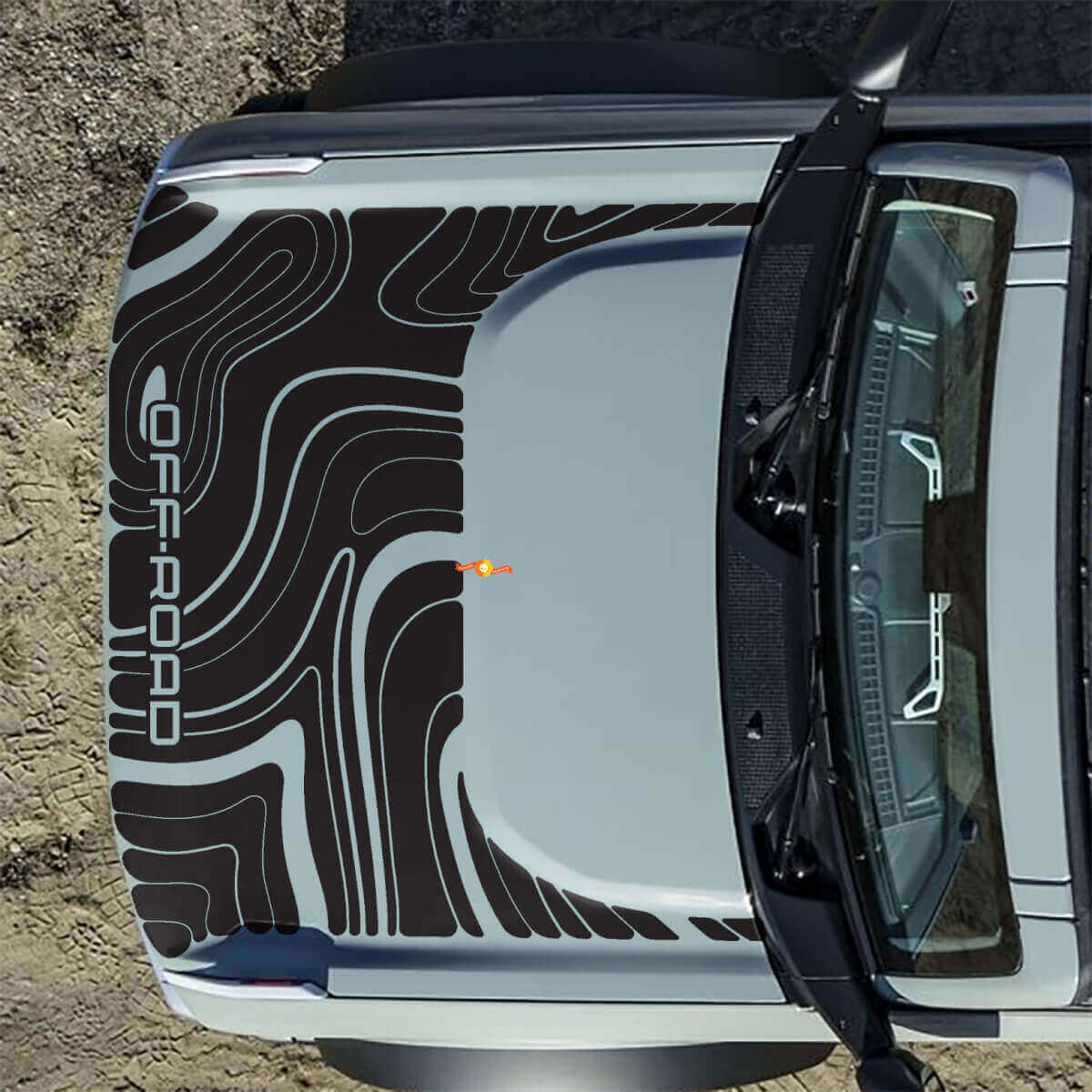 Topografische Offroad Motorkap Vinyl Decal Sticker Grafieken 2 voor Musclecar horse