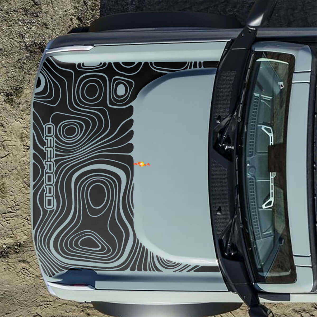 Motorkap Topografische Offroad Stickers voor Musclecar horse 2