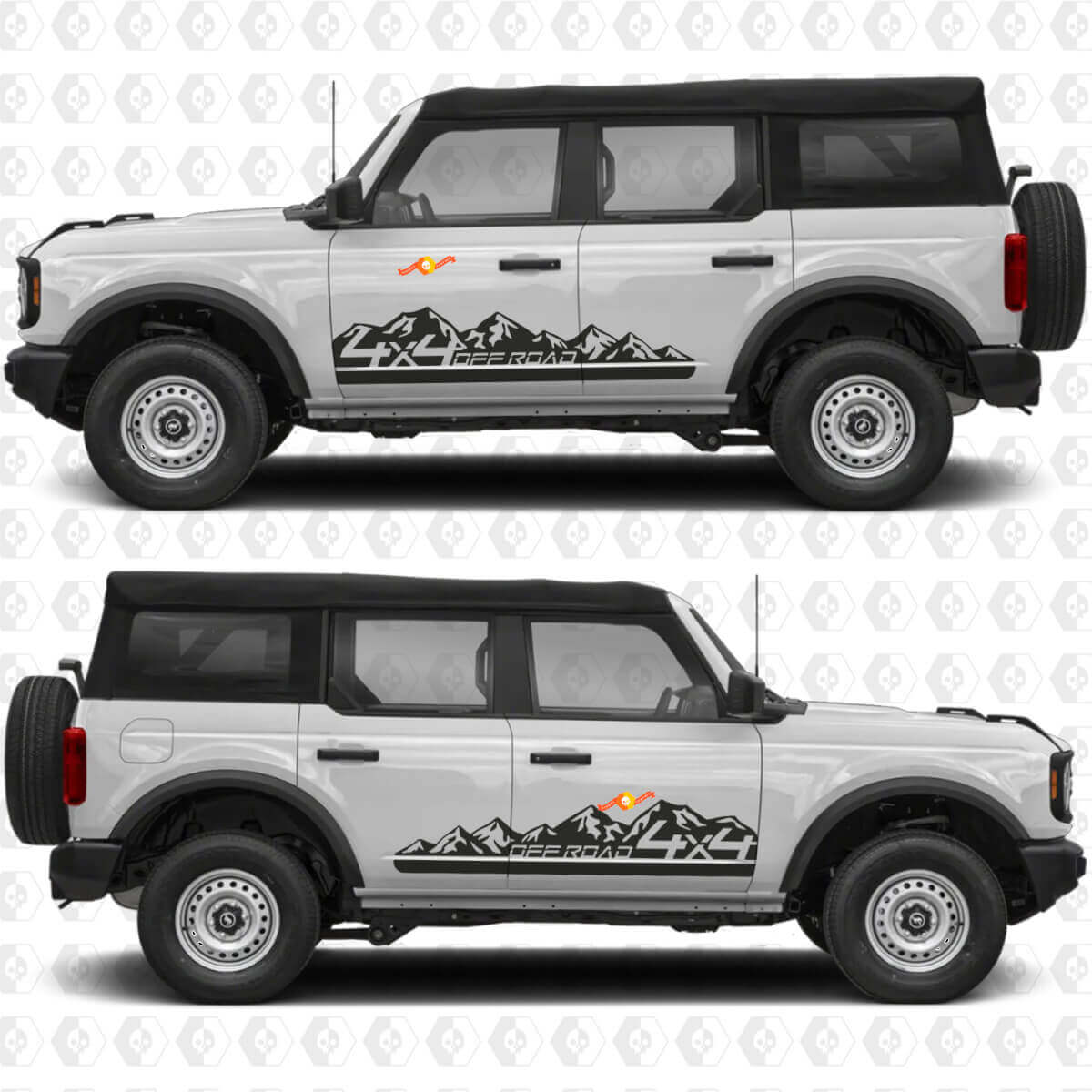 4x4 Off-Road Berg Zijstrip Deurgraphics Vinyl Decal Sticker geschikt voor Ford Bronco