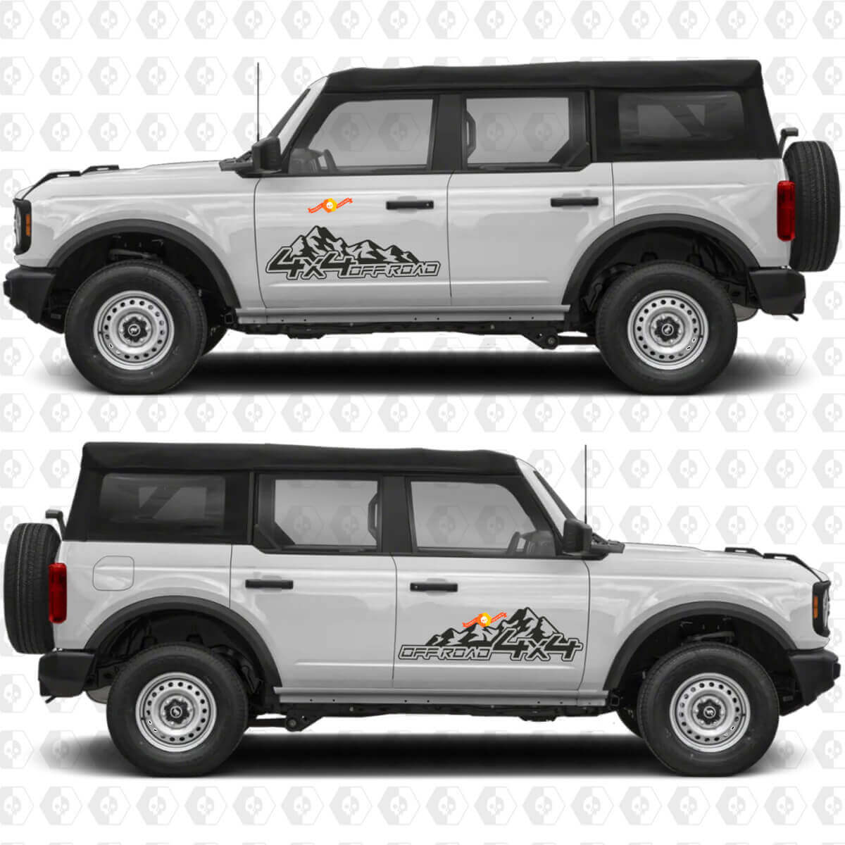 2x 4x4 Off Road zijdeur grafische decals voor Ford Bronco
