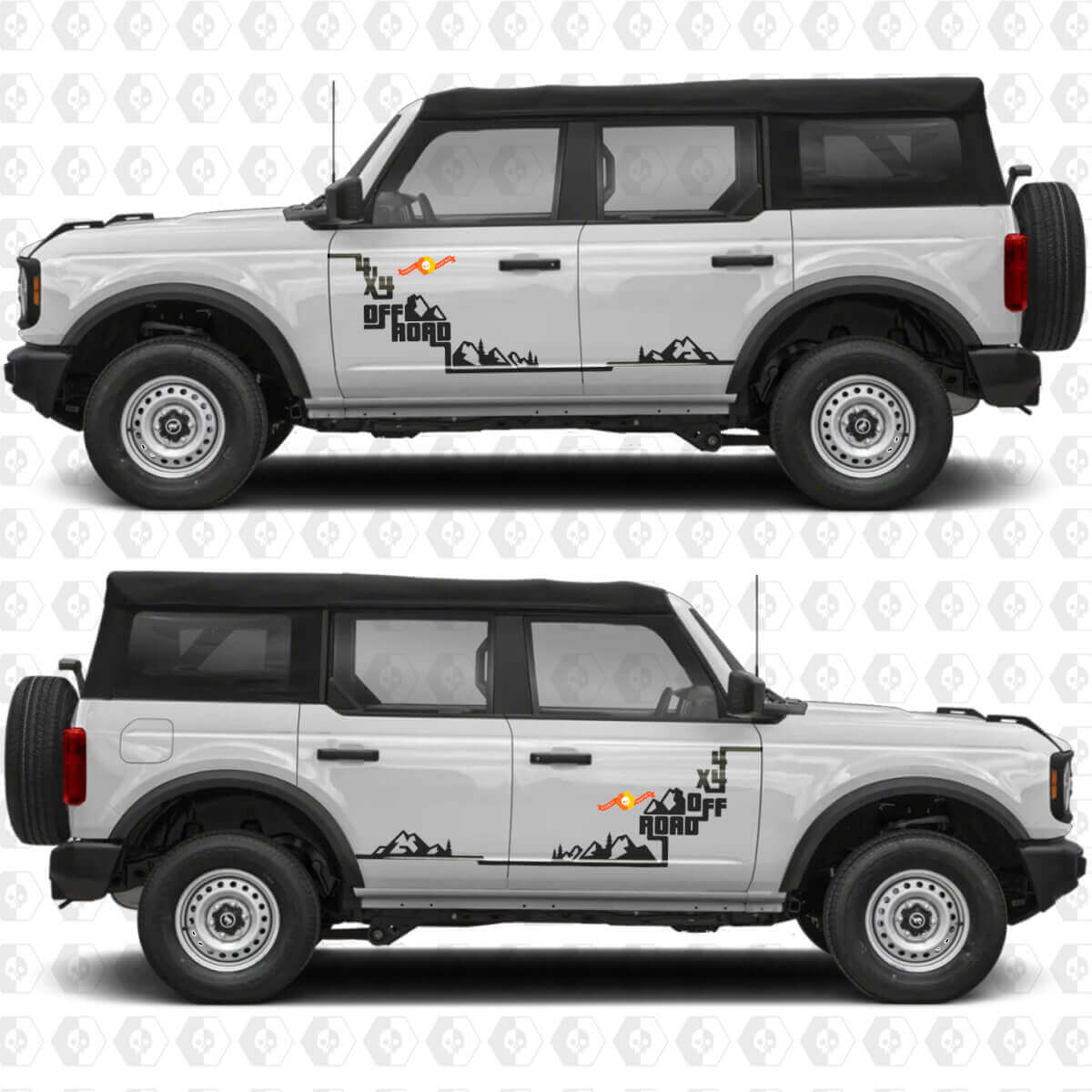 2x 4x4 Off Road Zijdeuren Stappen Graphics Stickers voor Ford Bronco