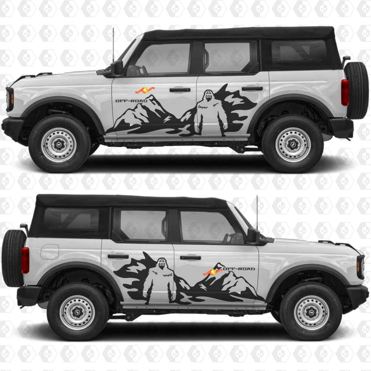 Yeti Off Road Mountains Side Doors Graphics Vinyl Decal Sticker passend voor Ford Bronco
