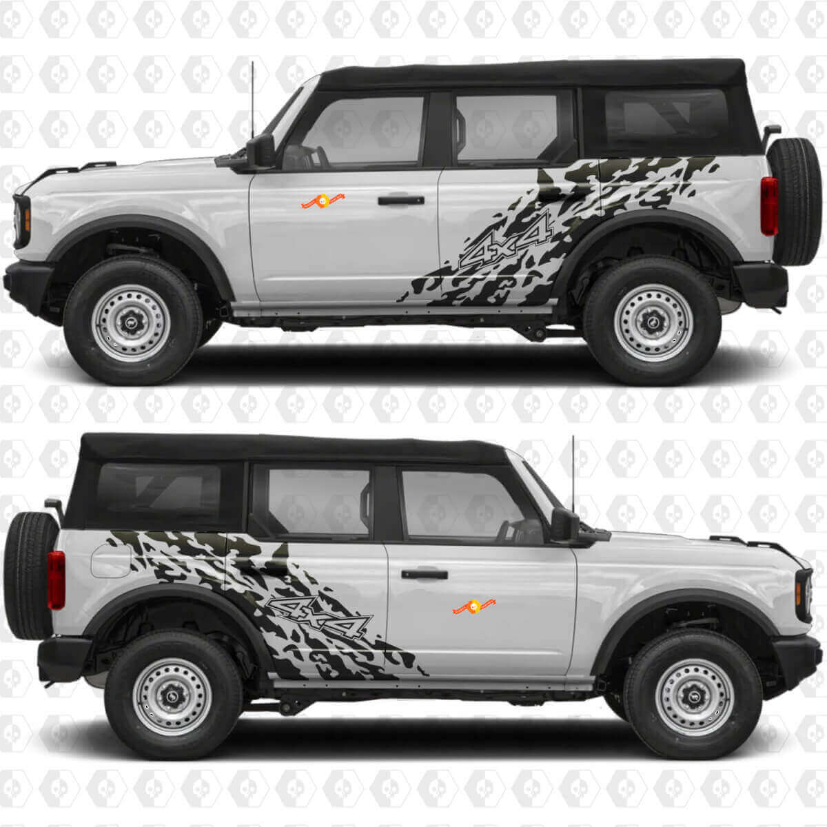 4x4 Off Road Splash Zijdeuren Vinyl Decal Sticker Graphics 3 voor Ford Bronco