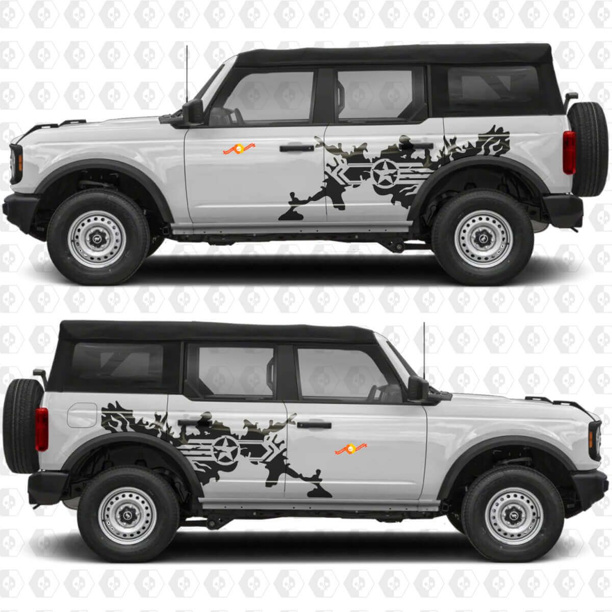 Militaire Ster Splash Zijdeuren Grafische Vinyl Decal Sticker geschikt voor Ford Bronco