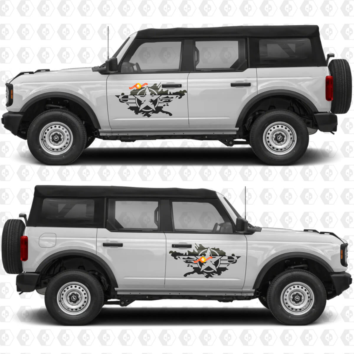 Military Star Splash zijkantdeuren graphics vinyl decal sticker 2 past op Ford Bronco