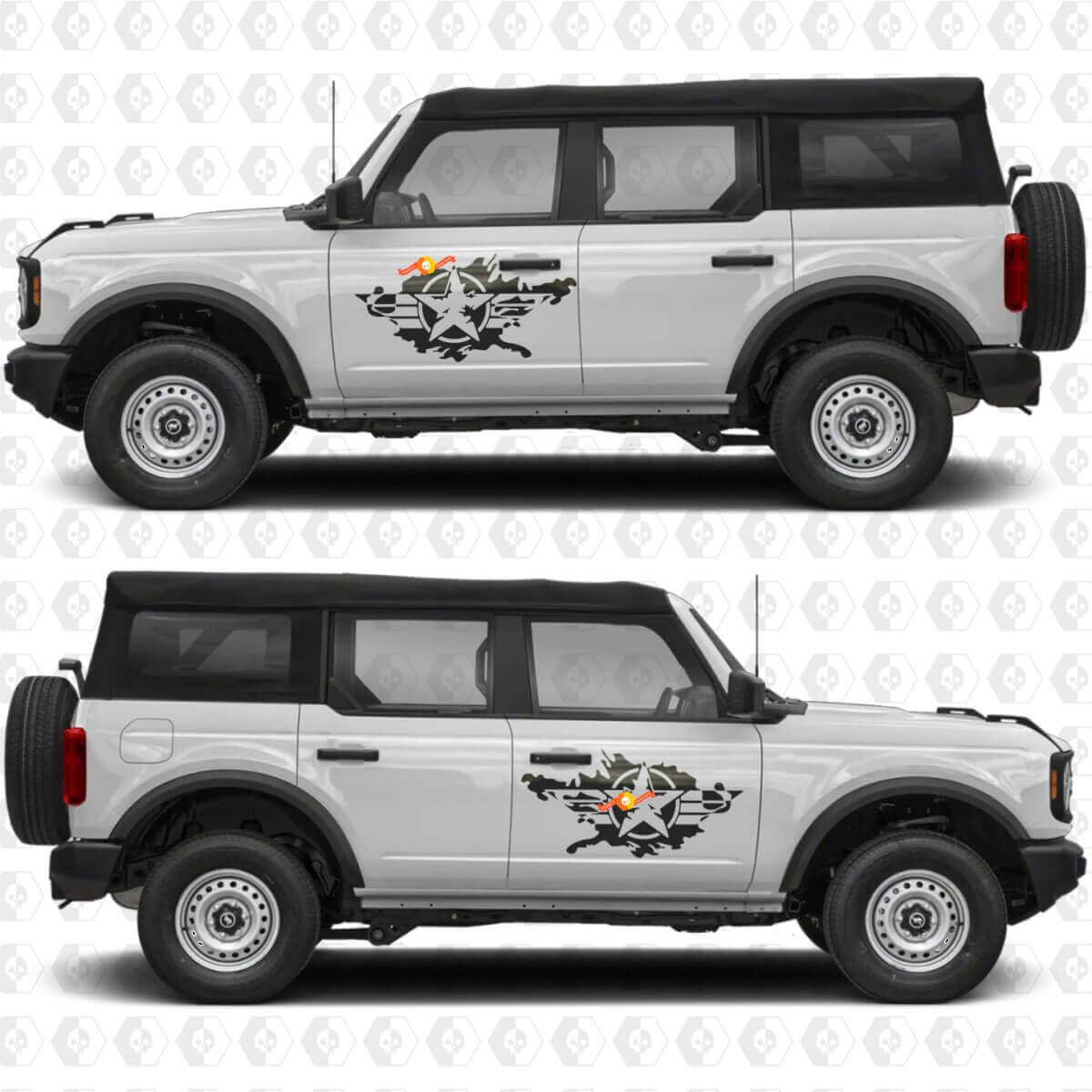 Military Star Splash zijkantdeuren graphics vinyl decal sticker 2 past op Ford Bronco