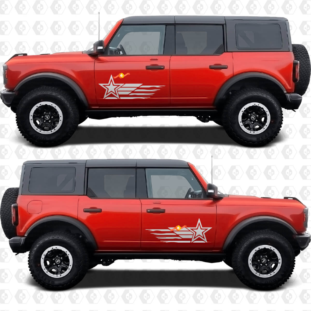 USA Vlag Militaire Ster Zijdeur Vinyl Decal Set voor Musclecar paard