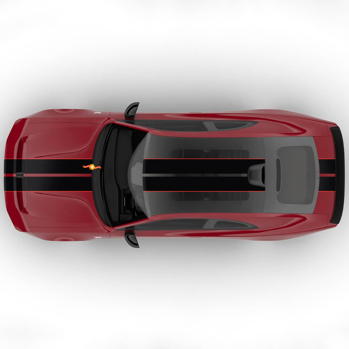 Sixpack dubbele centrale strepen motorkap rally offset vinyl decal graphic voor Dodge Charger Daytona