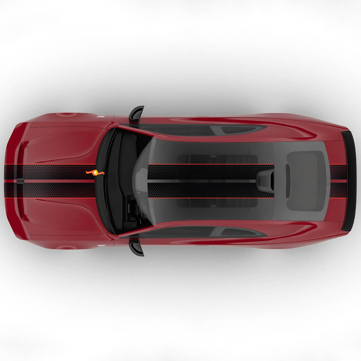 Sixpack Dual Central Stripes Hood Rally Offset Vinyl Decal Graphic 2 voor Dodge Charger Daytona