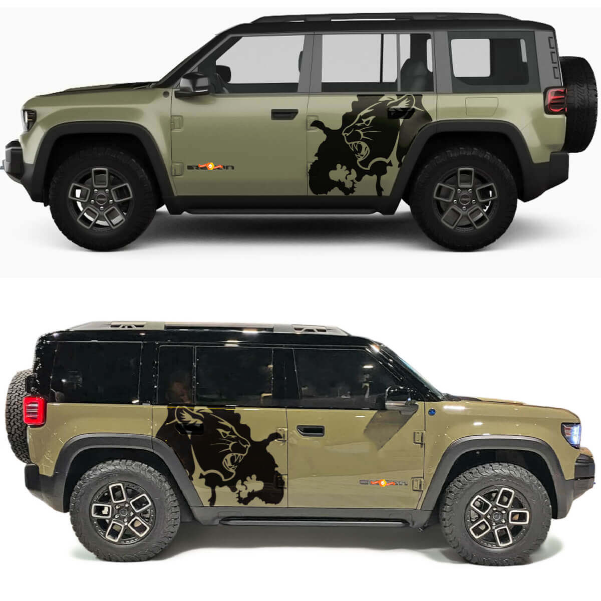 Cougar Splash Zijdeuren Vinyl Decal voor Jeep Recon