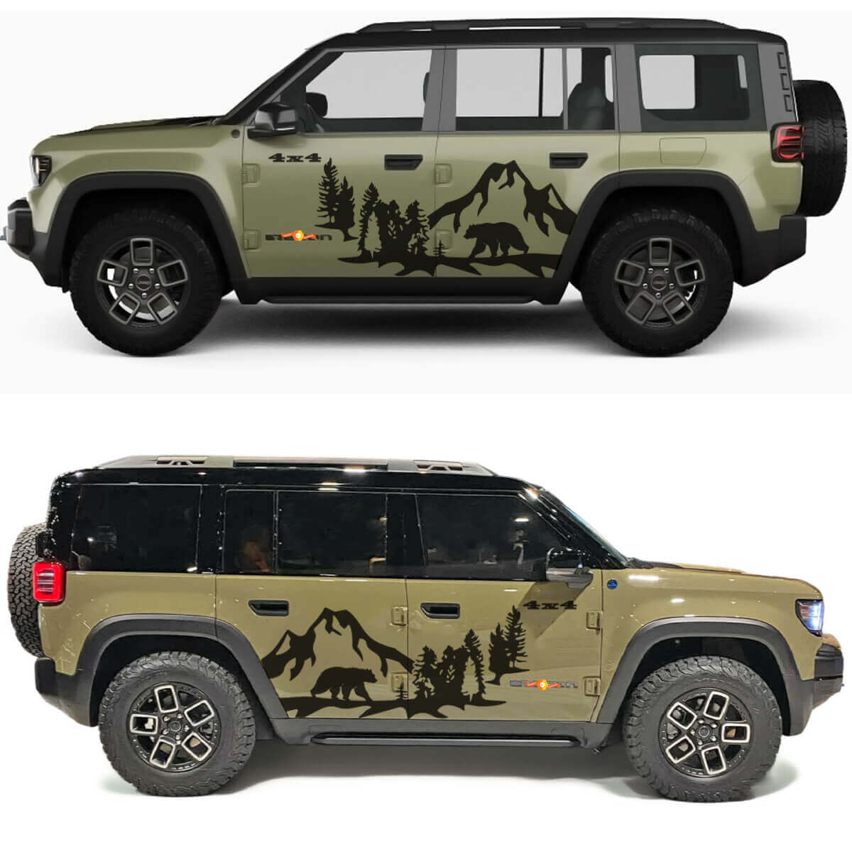 Bear Mountains Bosside Deuren Vinyl Decal voor Jeep Recon