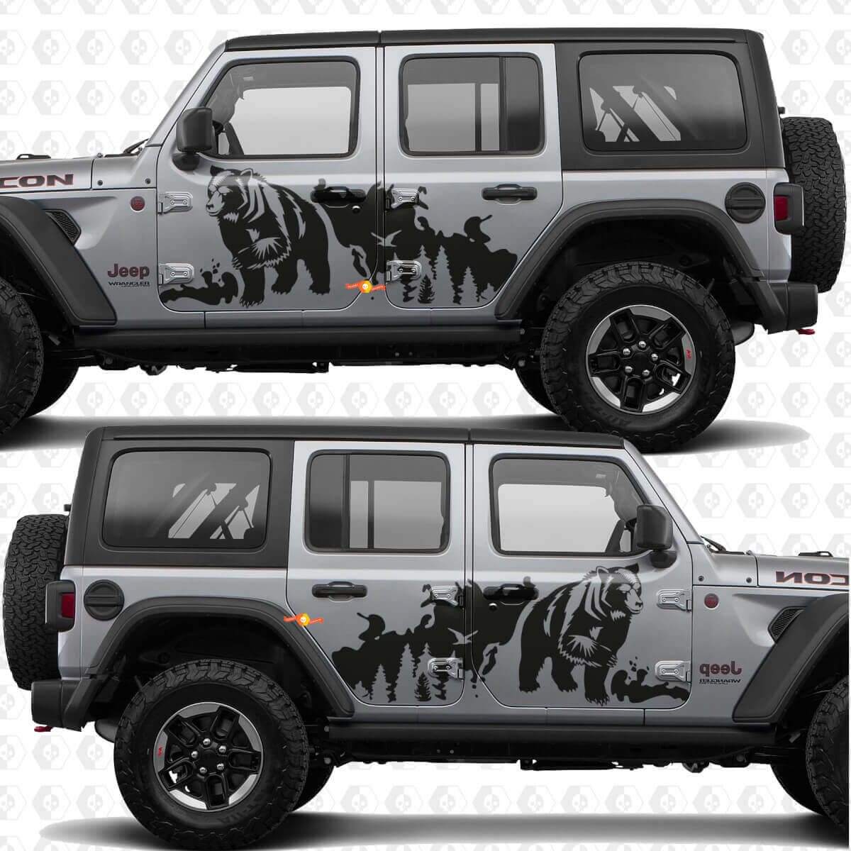 Bear Trees Splash Zijkanten Deuren Vinyl decal sticker passend voor Jeep Wrangler