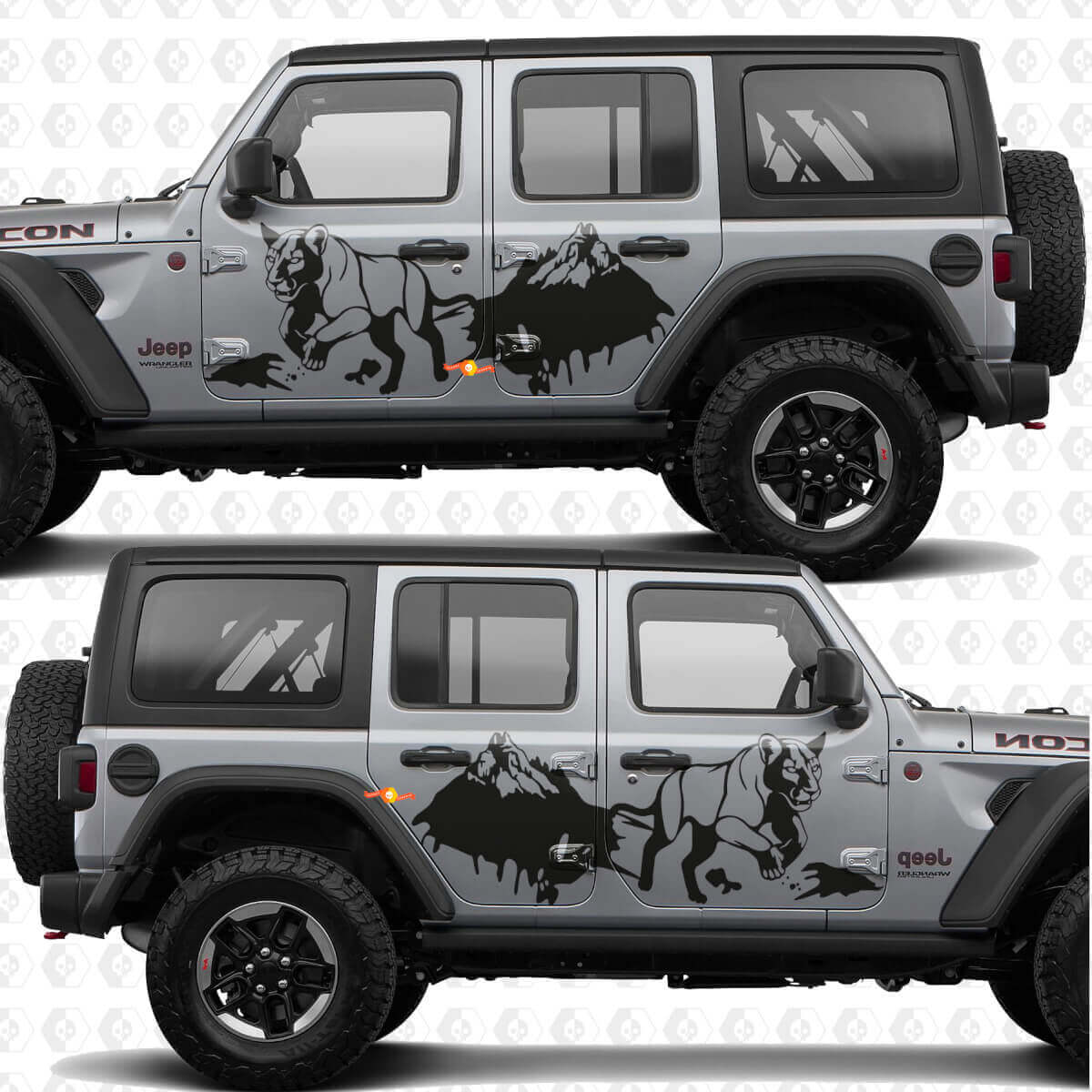 Cougar Mountains Splash Side Doors Vinyl decal sticker passend voor Jeep Wrangler