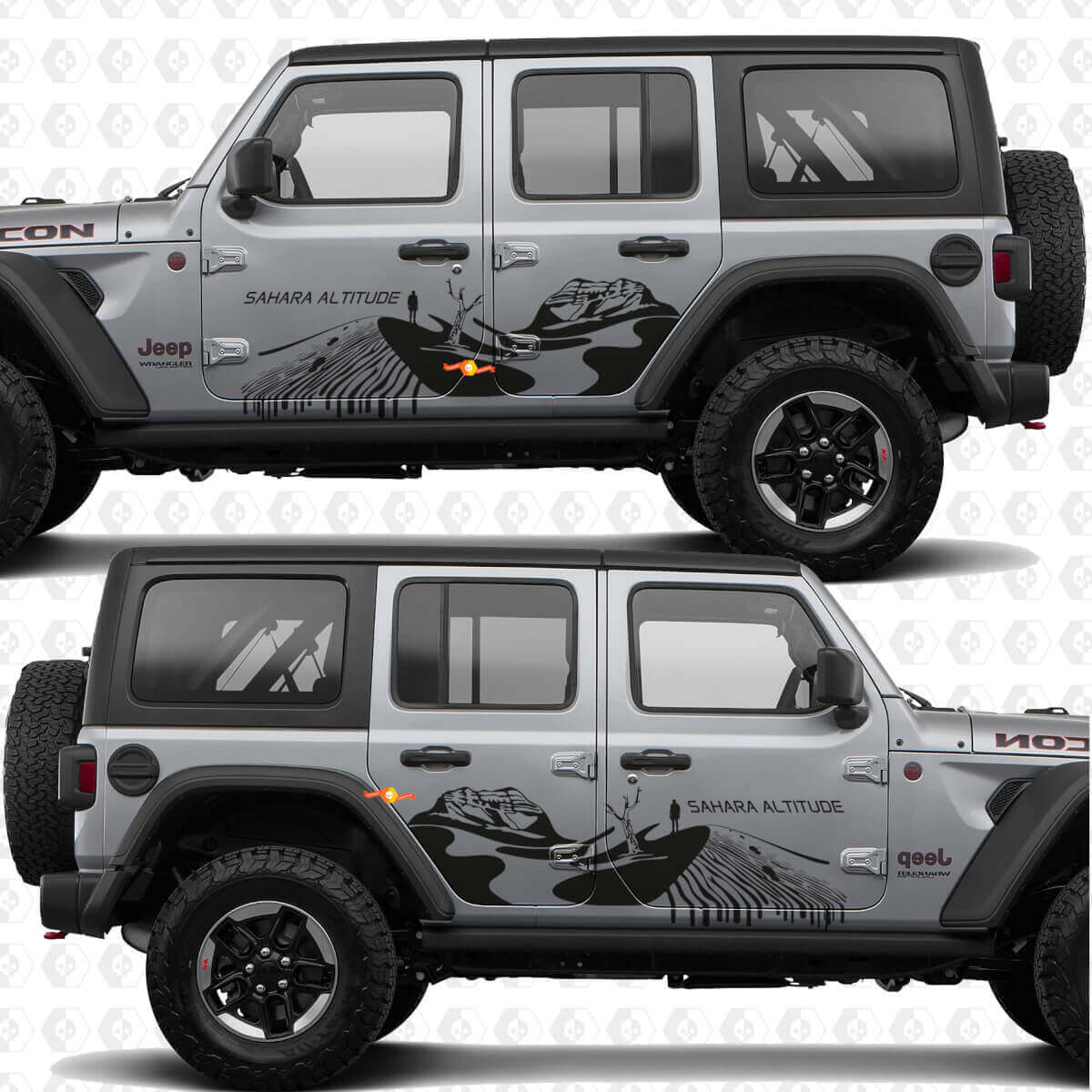 Desert Explore Sahara Altitude Zijdeuren Vinyl decal sticker passend voor Jeep Wrangler