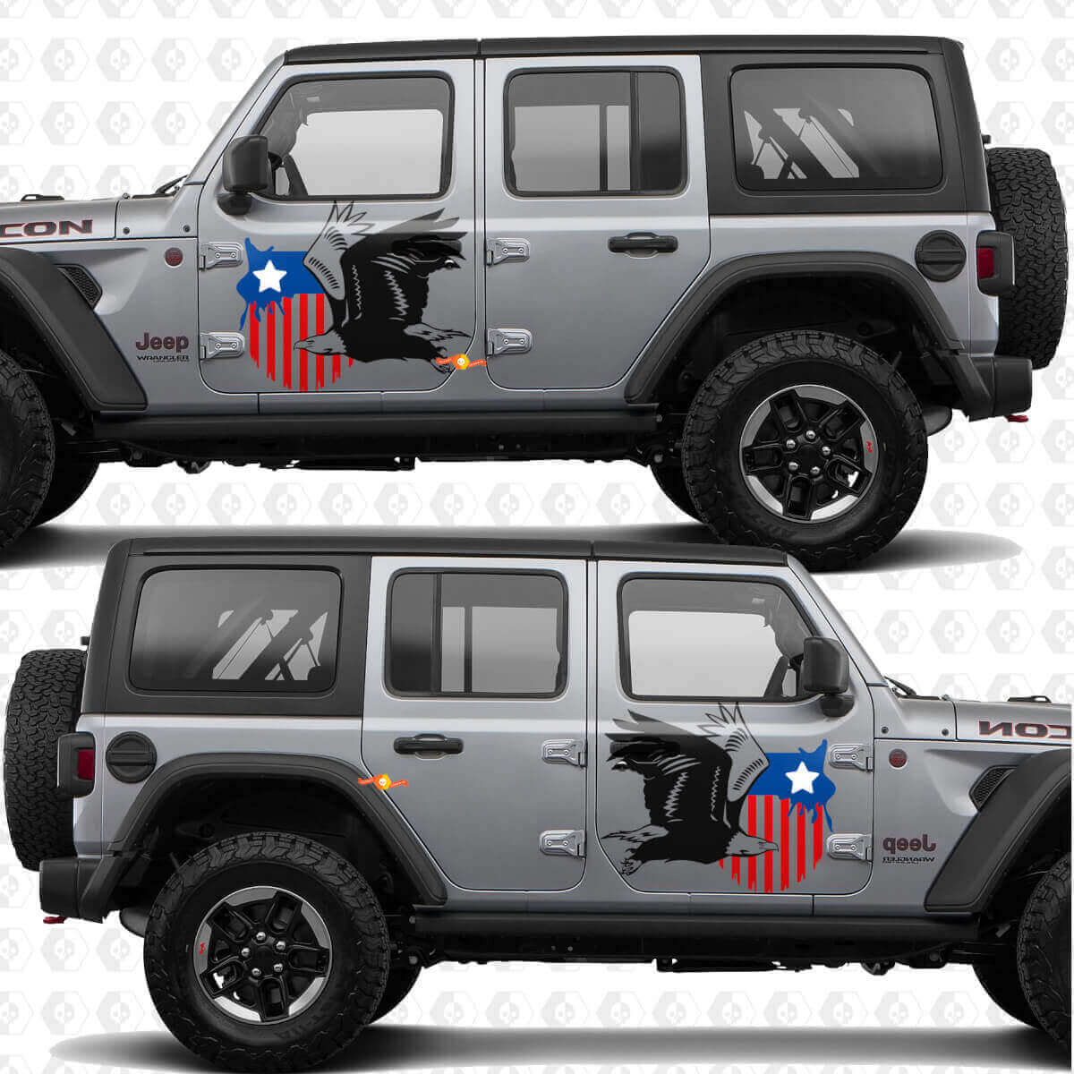 Vlag Militaire Ster Kale Arend Zijde Deuren Vinyl decal sticker passend voor Jeep Wrangler
