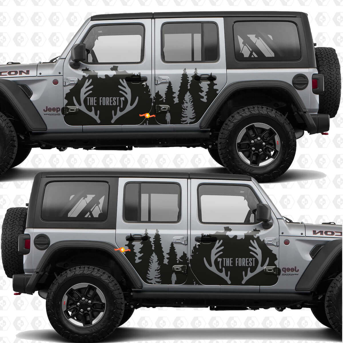 Vinyl sticker voor zijdeuren Deer Antlers Forest Line passend voor Jeep Wrangler