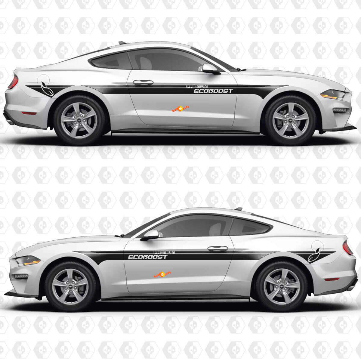 S550 EcoBoost Premium Dubbel Parallelle Strepen Zijdeuren Vinyl Stickers Decals voor Ford Mustang