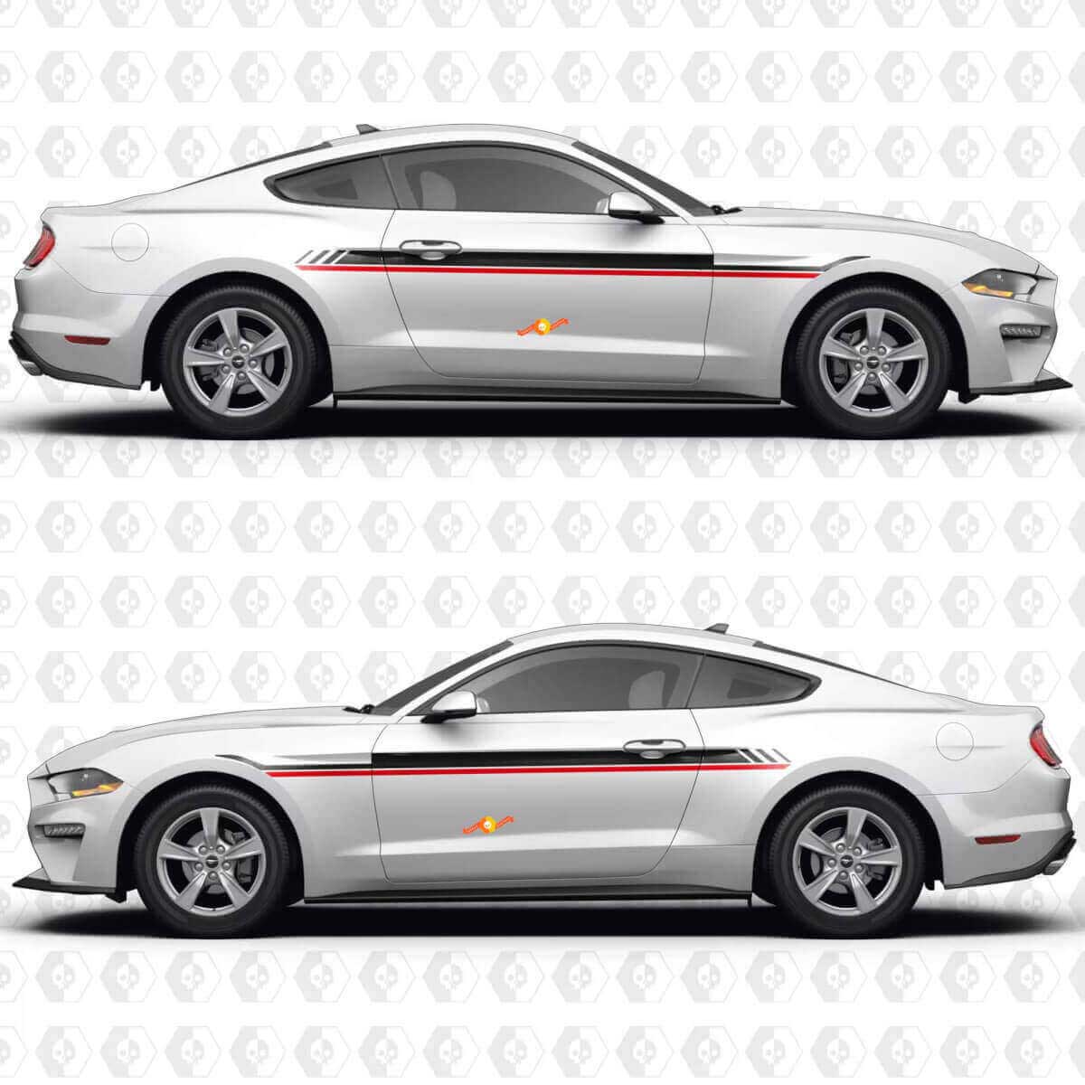 Dubbele Racing Zijstrepen Vinyl Decal Kit voor Musclecar Mustang S550