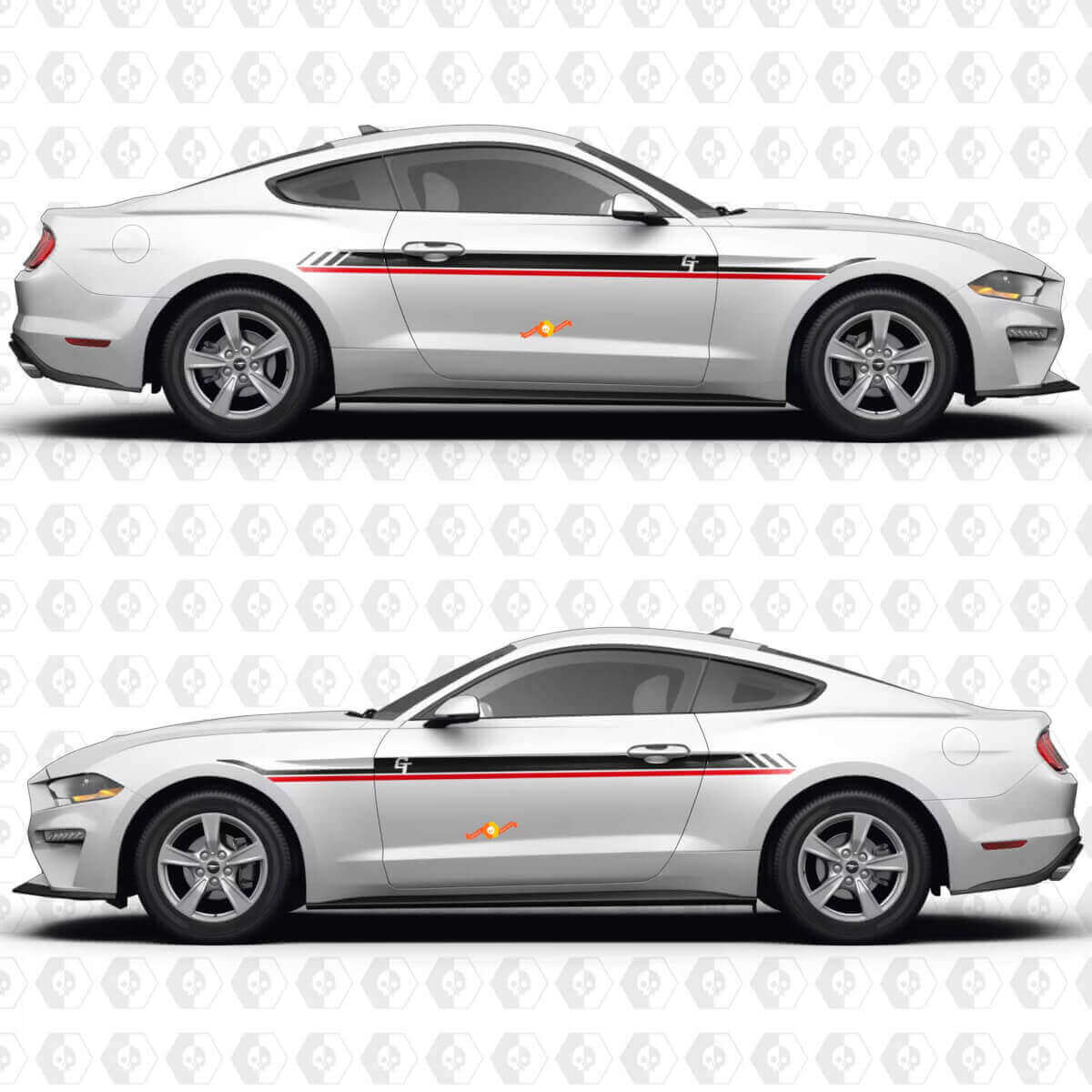 S550 GT Dubbele Parallelle Strepen Zijdeuren Vinyl Stickers voor Ford Mustang