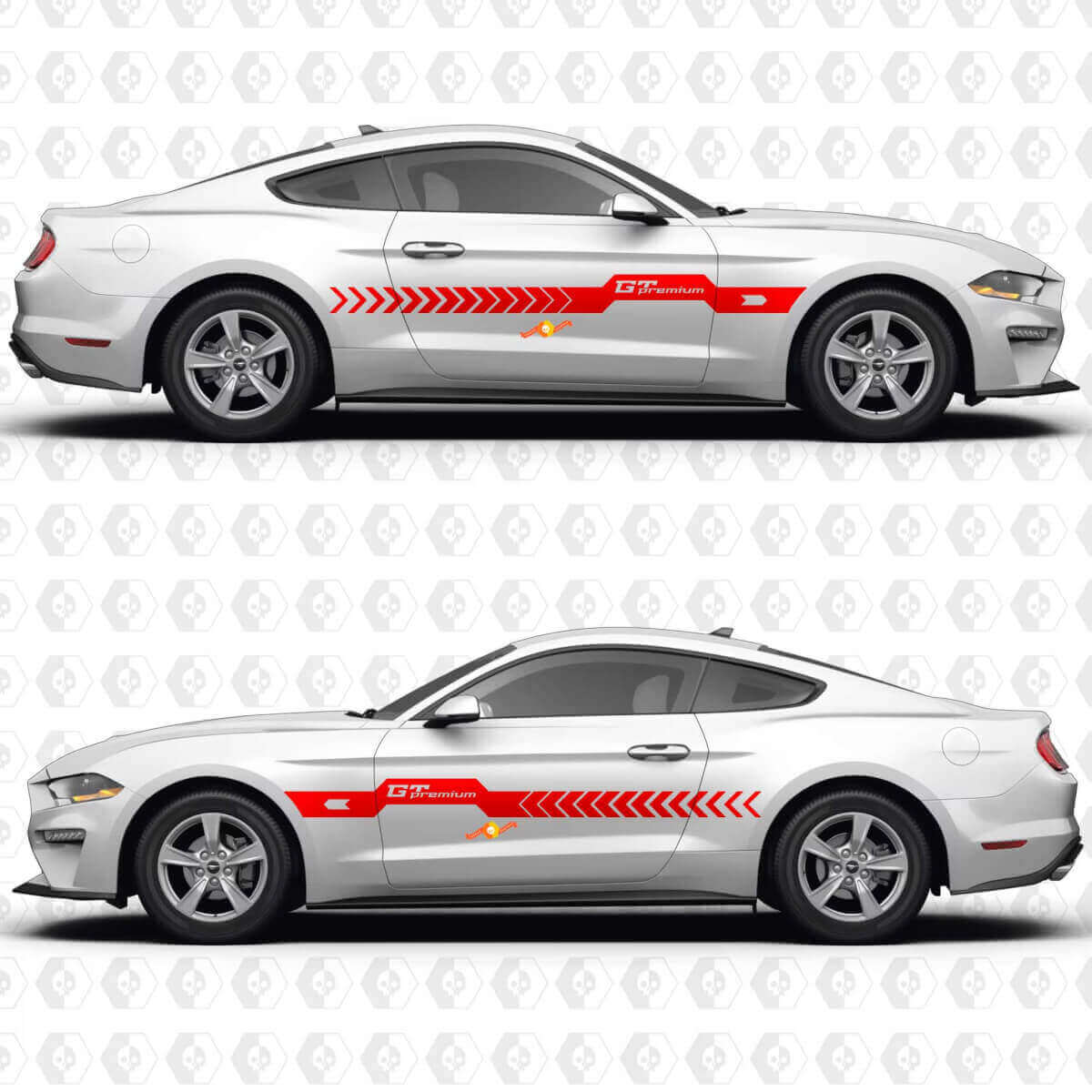 S550 GT Premium Center Dikke Streep Gespleten Zijdeuren Vinyl Decals Stickers voor Ford Mustang