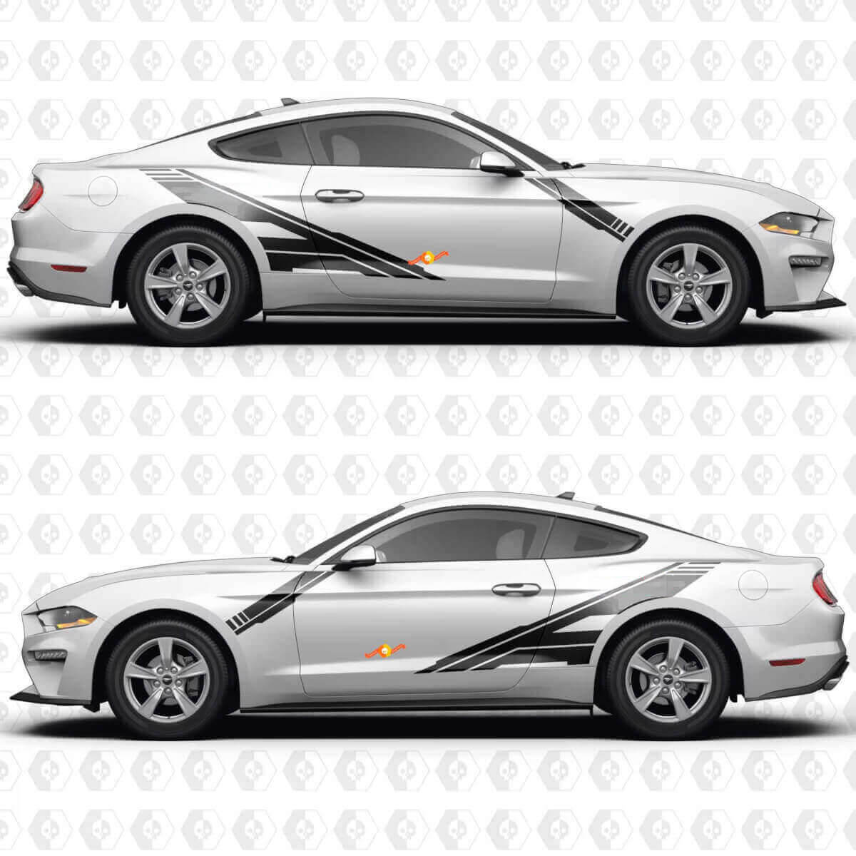 Voorwaartse schuine zijdelingse deur vinyl decal sticker graphics voor Musclecar Musclecarmodel