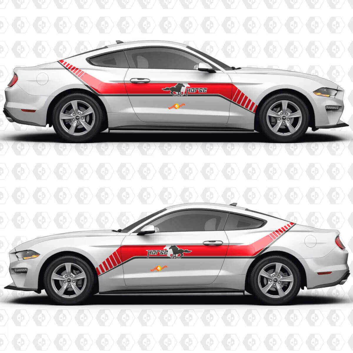 Horse Offset Stripe Zijdeuren Vinyl Decal Sticker Graphics voor Musclecar Musclecarmodel
