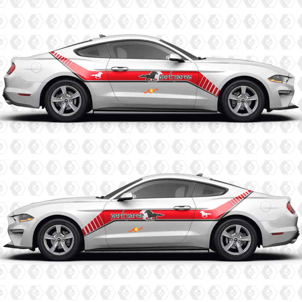 S550 Offset Zijstripes Dark Horse Zijkanten Vynil Stickers voor Ford Mustang