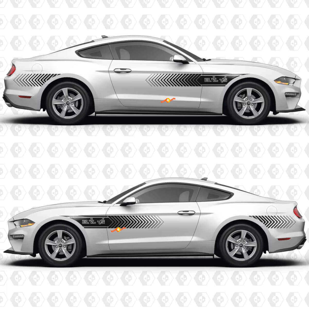 S550 Speed Line Patroon 37L V6 Zijkanten Deuren Vinyl Stickers Decals voor Ford Mustang