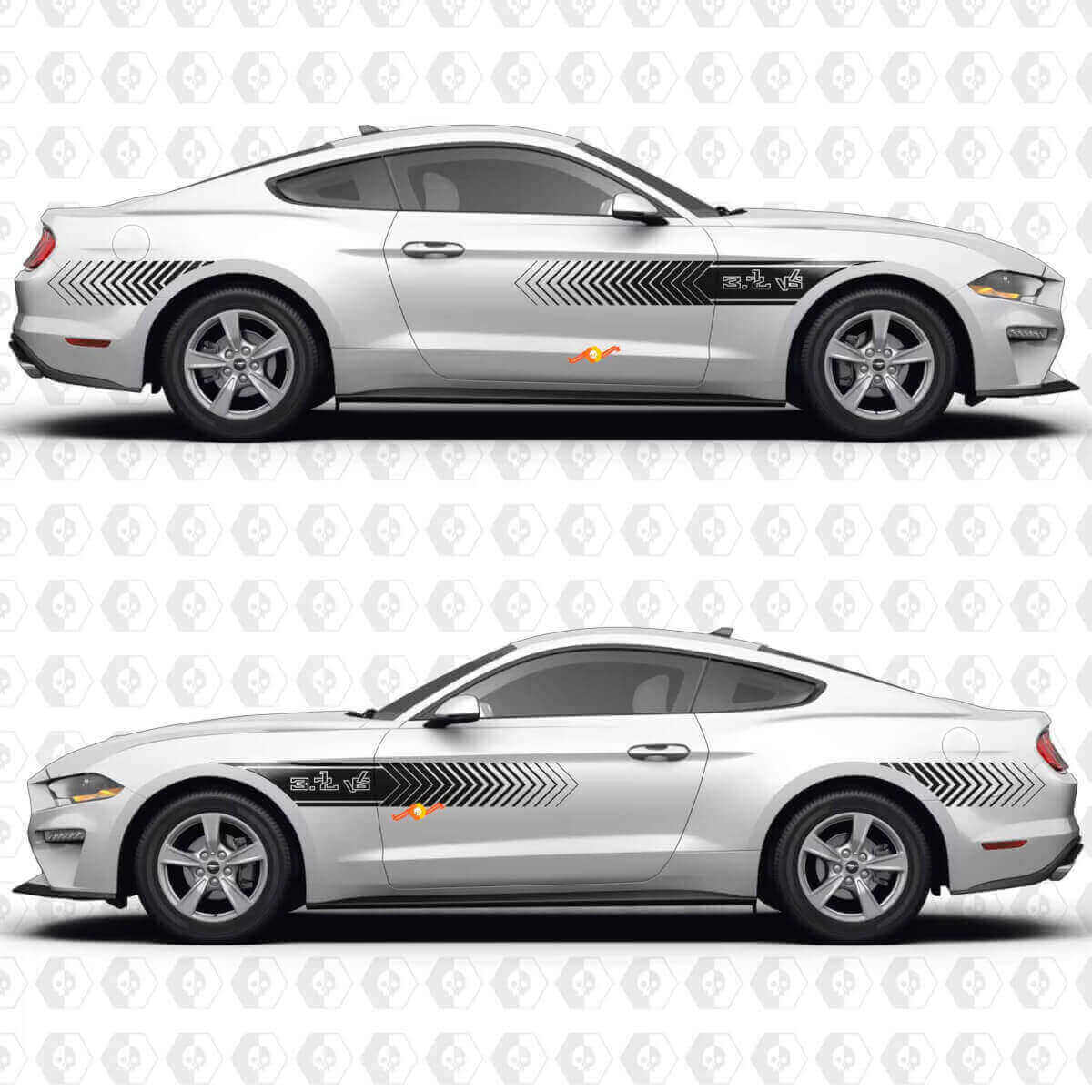 Speed Line Patroon 3.7L V6 Zijdeuren Vinyl Decals Stickers voor Ford Mustang