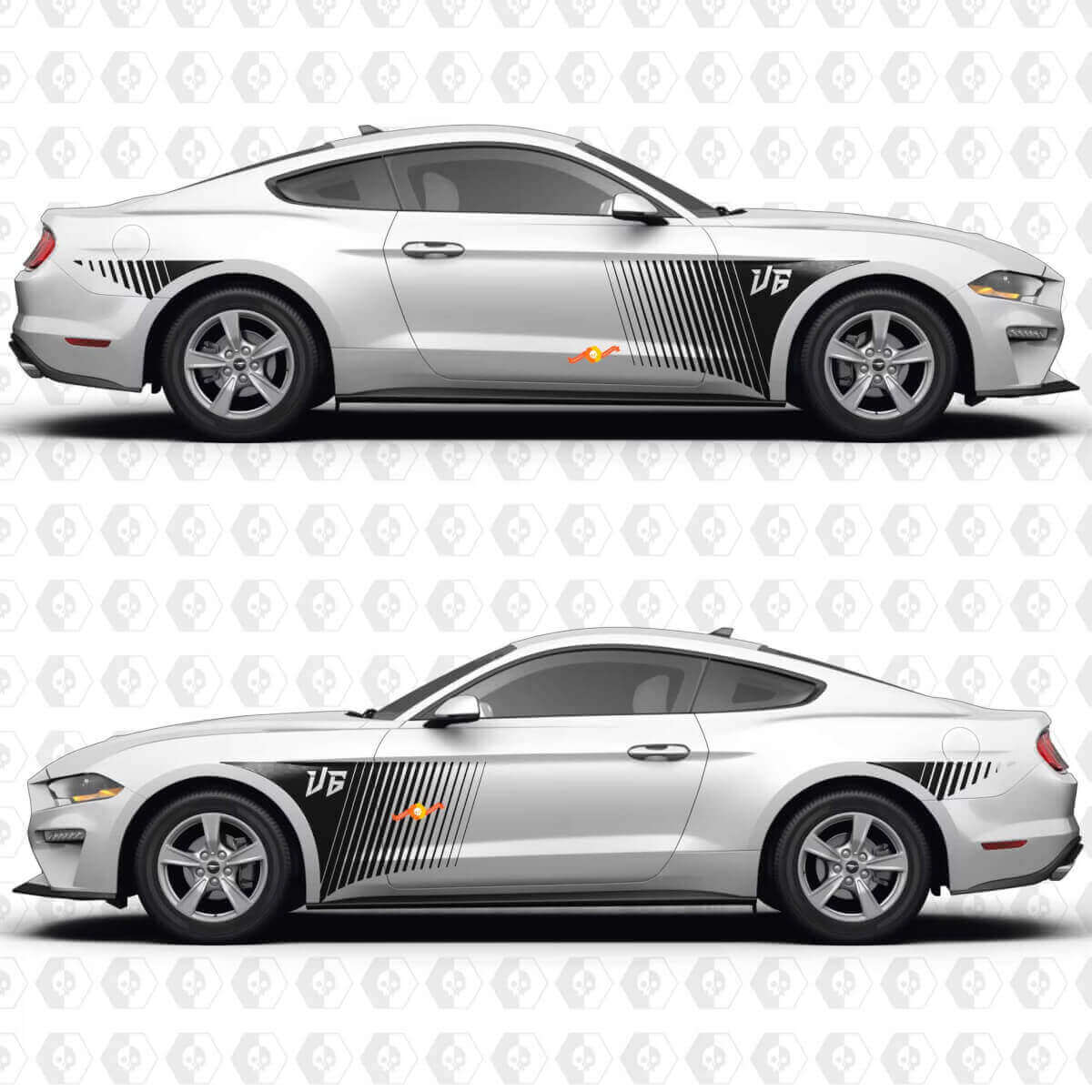 S550 Speed Line Patroon V6 Zijdeuren Vinyl Stickers voor Ford Mustang