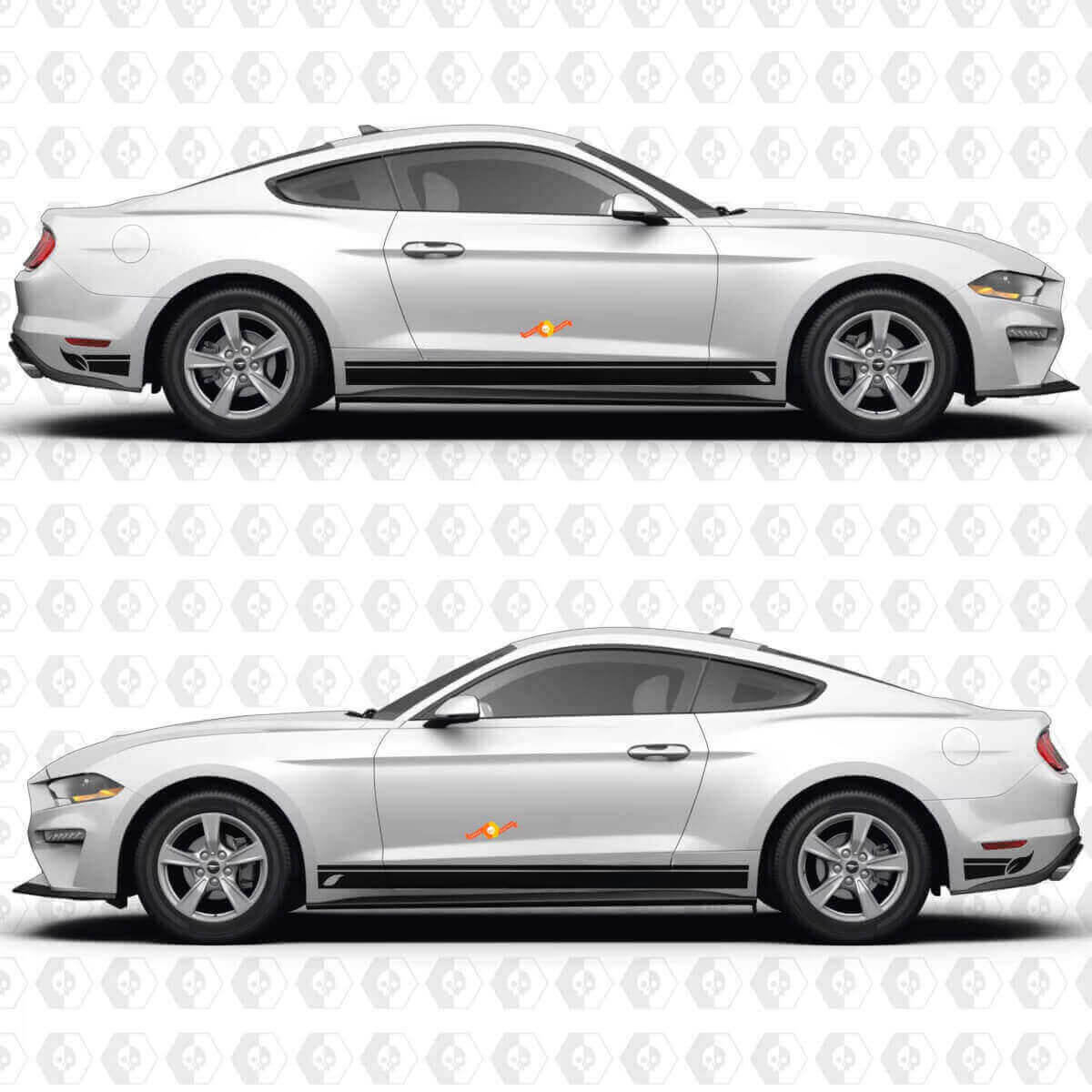 Brede zijstreep vinyldecal sticker graphics voor musclecar Musclecarmodel