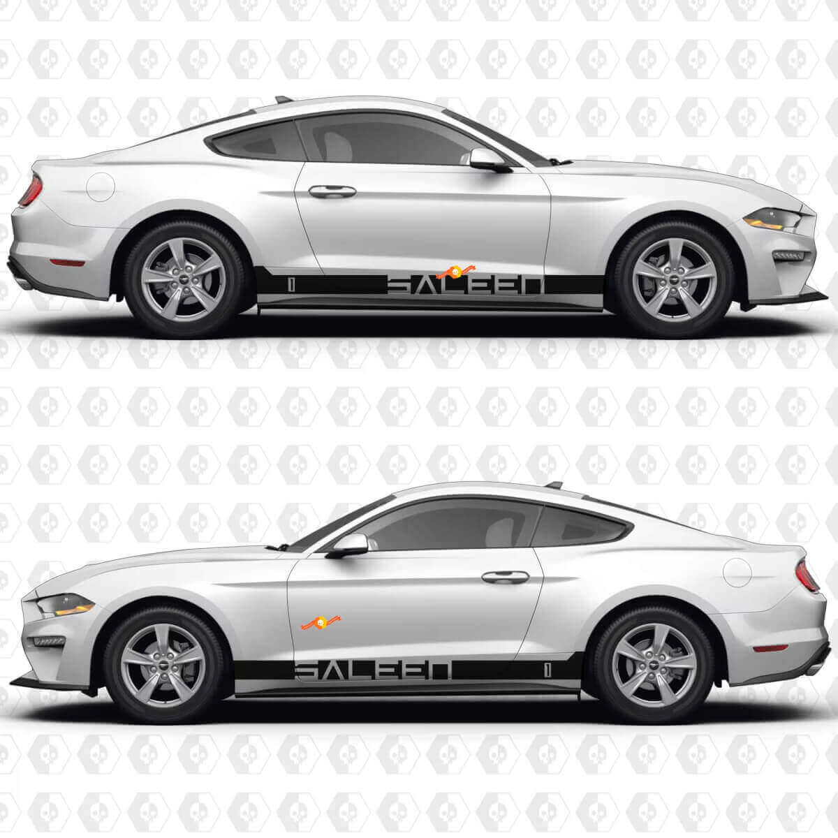 Negative Space Stripe Saleen Zijdeur Rockerpaneel Vinyl Decals Stickers voor Ford Mustang